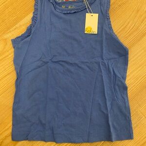 Mini Boden Blue Ruffle Trim Top